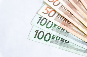 Stack of Euro banknotes isolated