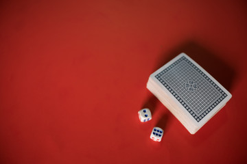poker cards and dices on table