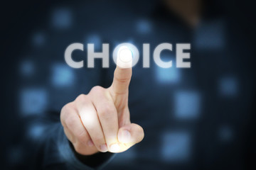 Businessman touching Choice