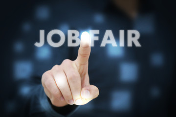 Businessman touching Job Fair