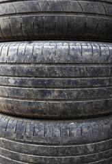 used car tires. close-up  