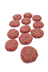red minced meat arranged beside each other over white background.