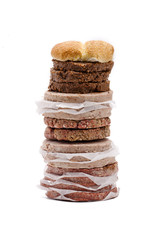 stack of raw minced meat.