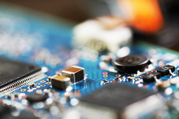 This is a chip circuit board with a macro lens