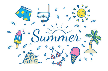 Summer related object in doodle style. Summer vector icon