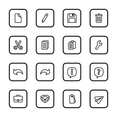 black line web icon set with rounded rectangle frame for web design, user interface (UI), infographic and mobile application (apps)