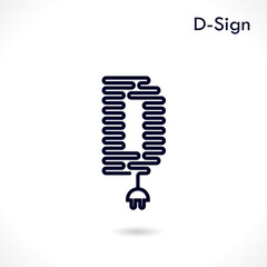 Creative D- letter icon abstract logo design vector template.Cre