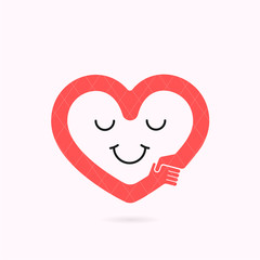 Smile heart shape and handshake symbol.Heart Care logo.