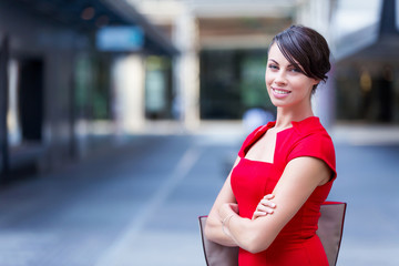 Portrait of businesswoman outside