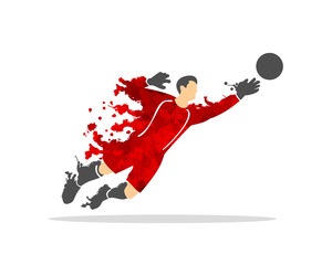vector illustration of soccer (football) player in an action with splash and watercolor © EdNal