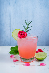 Refreshing summer drink with Strawberry in glasses