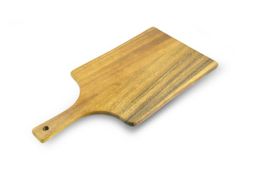 Wooden chopping board isolated on white background