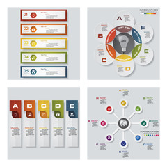 Collection of 4 design colorful presentation templates. Vector Background. For your idea and presentation.