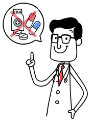 イラスト素材：医者　警告　薬