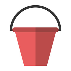 Red flat plastic bucket