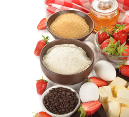 Ingredients for baking strawberries cake