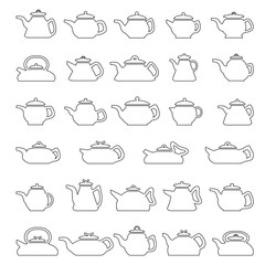 Line Icons Pot And Kettle Collection.