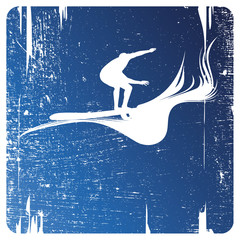 vintage surf frame with surfer