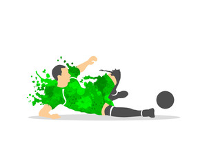 vector illustration of soccer (football) player in an action with splash and watercolor