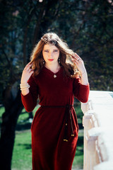 Beautiful brunette looking at camera
