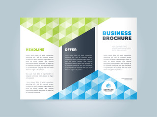 Naklejka premium Trifold business brochure design template. Vector flyer, leaflet or booklet design. Tri fold. 