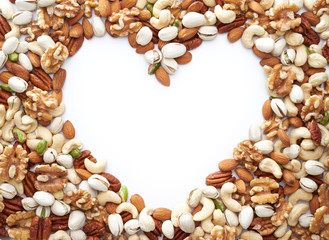 Healthy Nuts Framing a Heart Shape
