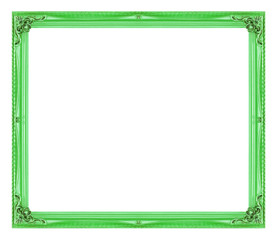 Antique picture green frame isolated on white background