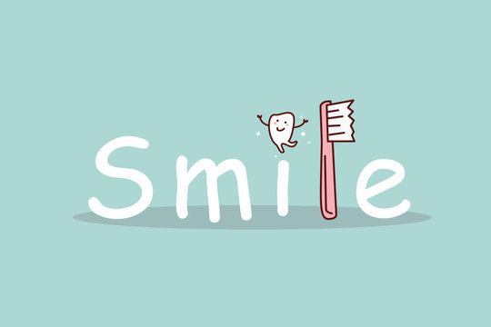 cartoon tooth smile with toothbrush