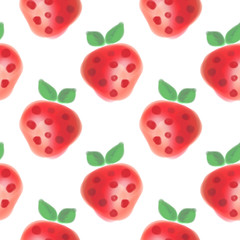 Seamless pattern with fruits. Watercolor background with hand drawn strawberries. Series of Watercolor Seamless Patterns, Backgrounds.