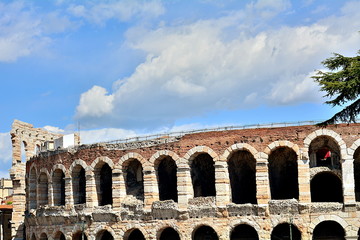 The most famous monument in Verona, the Arena, the roman amphitheater and the opera, Italy.