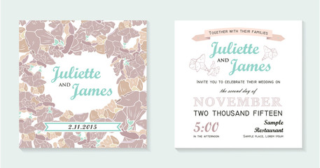 Fototapeta na wymiar floral wedding invitation card