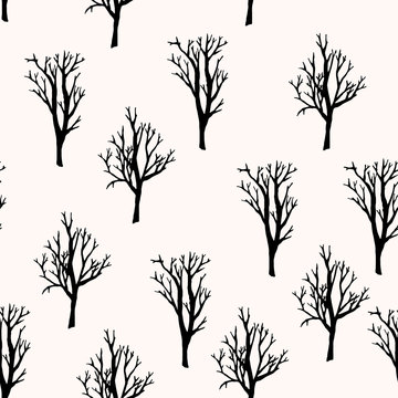vector seamless pattern. forest tree background.