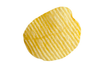 potato chip on white background close-up