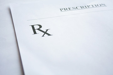 RX prescription form on white background - obrazy, fototapety, plakaty