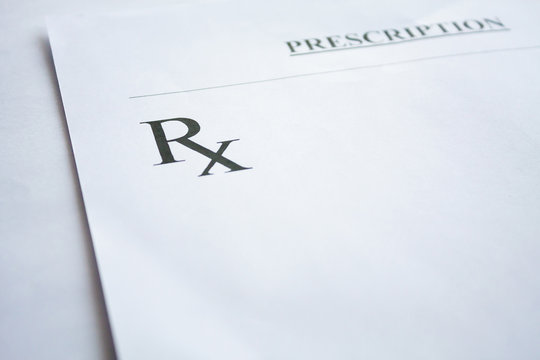 RX Prescription Form On White Background