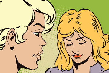 People in retro style pop art. Talking girls.