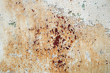 Abstract grunge background. Old weathered texture. Peeling paint texture with cracks and rust spots. 