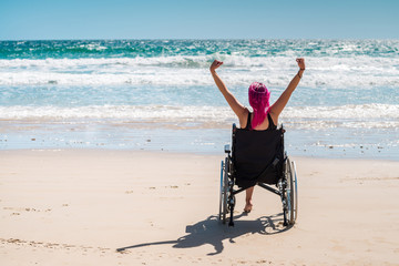 Disabled woman in the wheelchair
