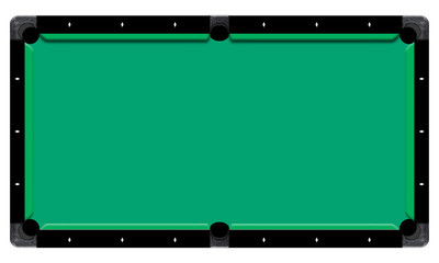 3D illustration billiard table, top view isolated white backgrou