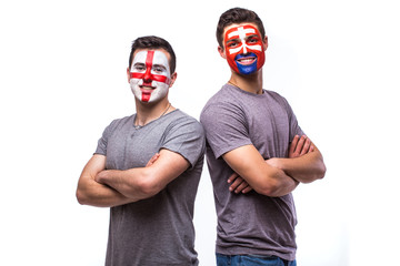 England vs Slovakia before game on white background. European  football fans concept.