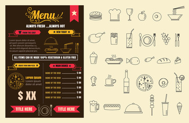 Restaurant Food Menu Design with Chalkboard Background vector fo