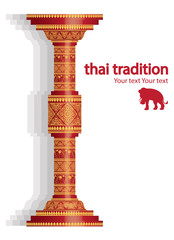 elephant pattern background on pillar vector