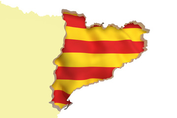 Map of Catalonia and flag