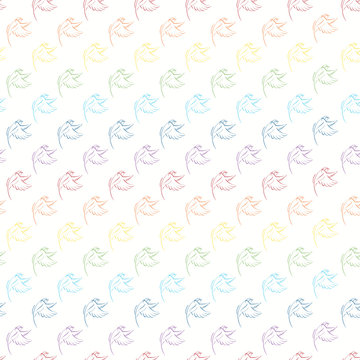 seamless pattern with rainbow birds