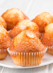 baked muffins on white  wooden