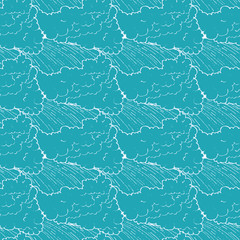 hand drawn sea waves seamless pattern. cute cartoon style