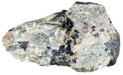 green Nepheline rock with black Ilmenite