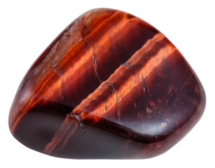 polished red bulls eye gemstone isolated on white