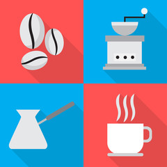 Coffee icons in sequence cooking vector illustration