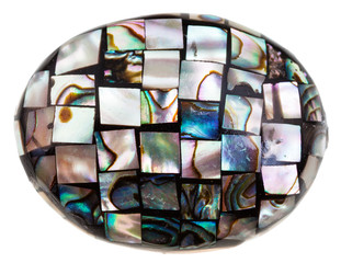 mosaic on stone from pieces of natural nacre